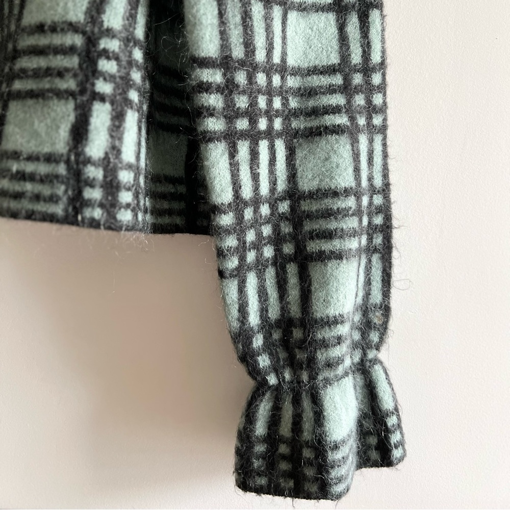 Zara Plaid Ruffle Wool Mohair Blend Sweater - Picture 9 of 11